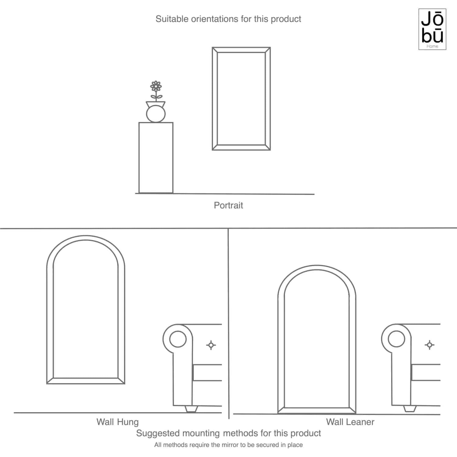 Yoko - Black Metal Gentle Arch Mirror - 95cm x 120cm - Joe’s Haven