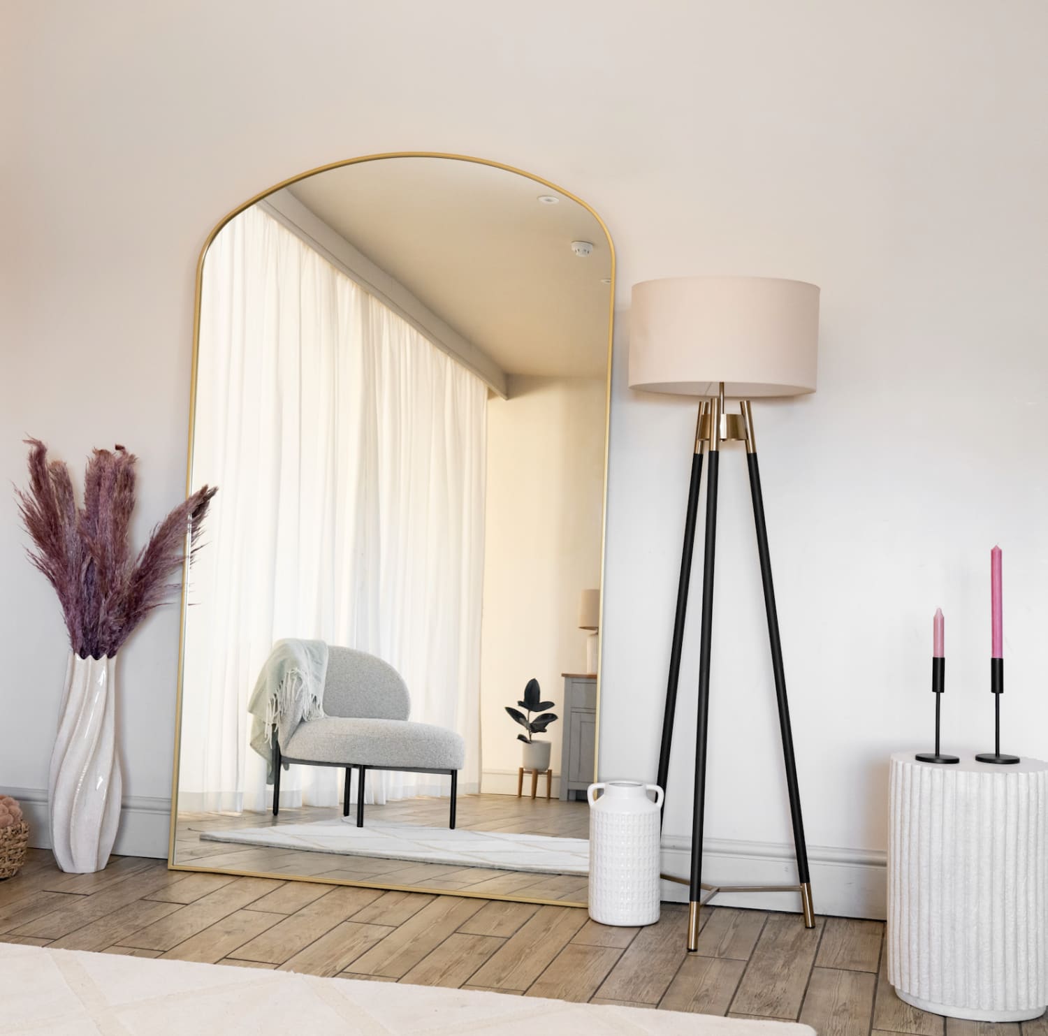 Yoko - Full Length Gold Metal Gentle Arch Mirror - 180cm x 90cm. - Joe’s Haven