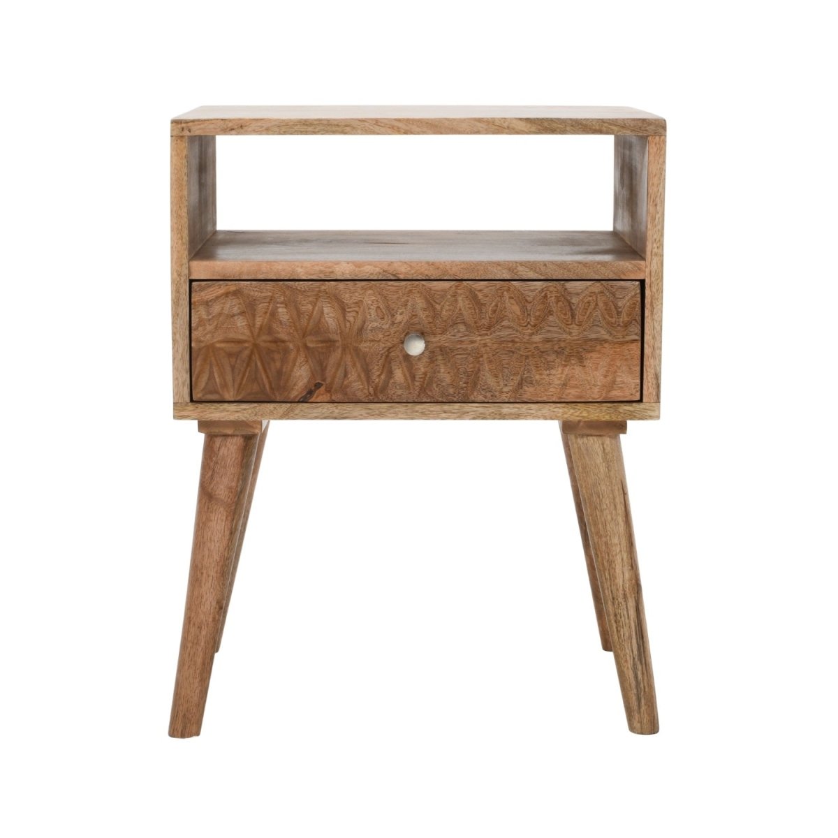 Marlow Light Mango Wood Bedside Table with 1 Drawer & Open Slot - Joe’s Haven