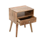 Marlow Light Mango Wood Bedside Table with 1 Drawer & Open Slot - Joe’s Haven