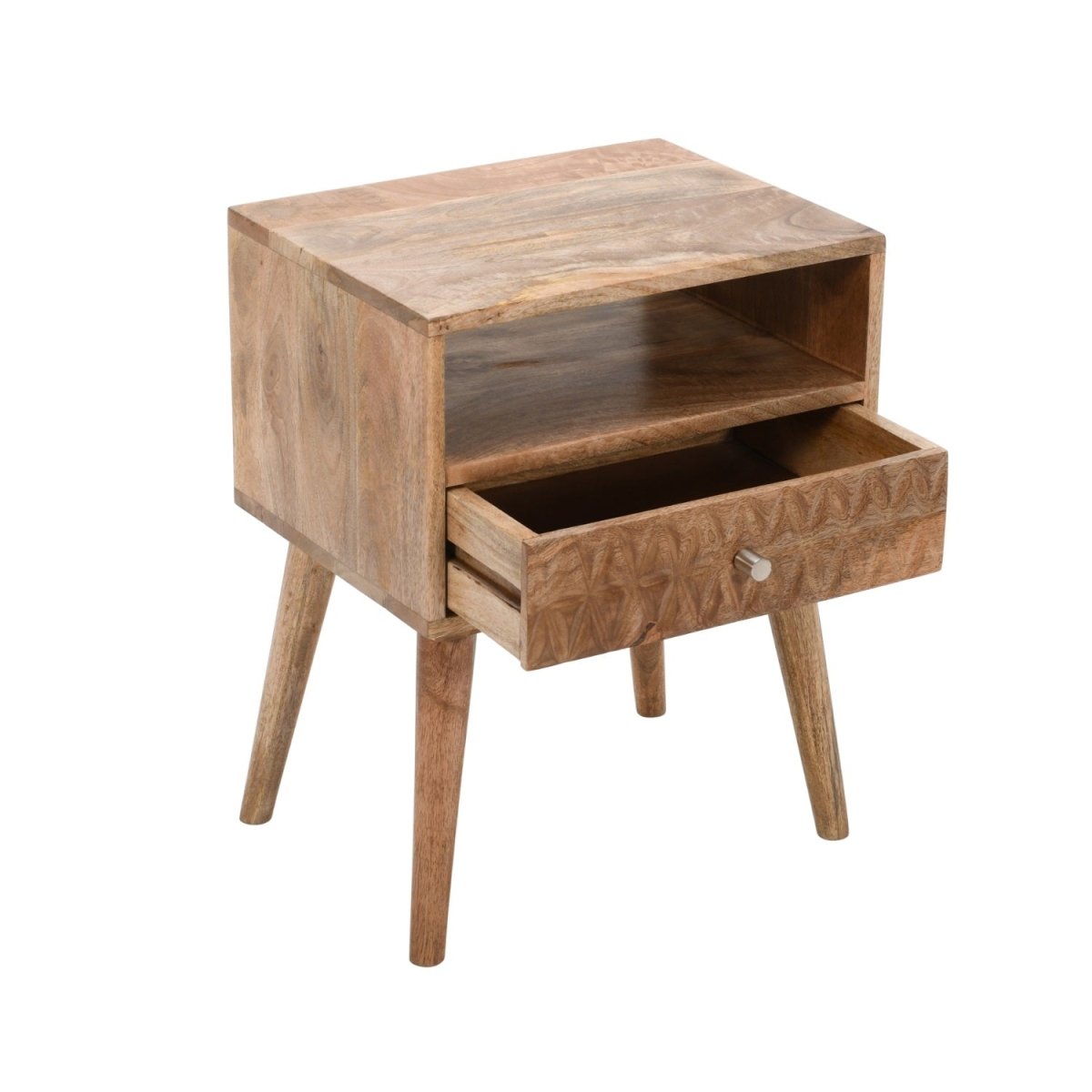 Marlow Light Mango Wood Bedside Table with 1 Drawer & Open Slot - Joe’s Haven