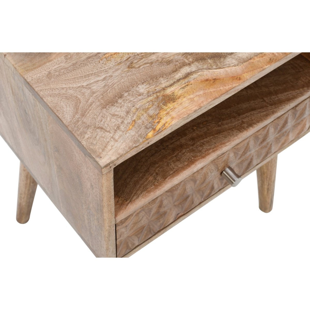 Marlow Light Mango Wood Bedside Table with 1 Drawer & Open Slot - Joe’s Haven