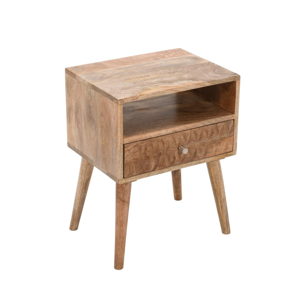 Marlow Light Mango Wood Bedside Table with 1 Drawer & Open Slot - Joe’s Haven